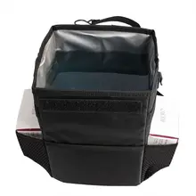 Car Trash Can with Lid and Storage Pockets Leak-Proof Waterproof Car Organizer Black