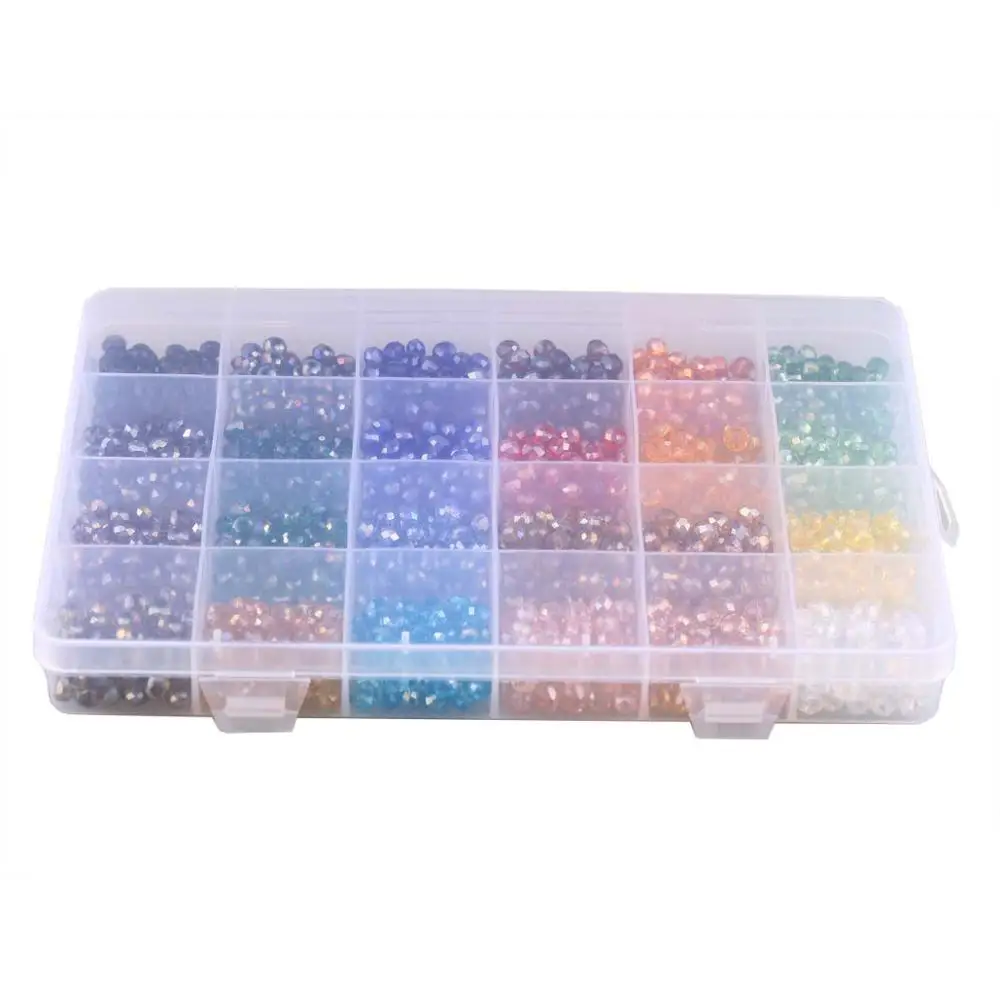 

24 colors mixed 6mm women's fashion crystal flat bead sets jewelry wholesale box