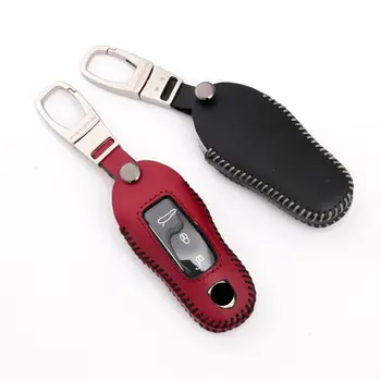 

Genuine Leather Car Auto Remote Car Key Shell Case Protector Cover for Porsche Cayenne Macan Carrera Boxster Cayman Panamera