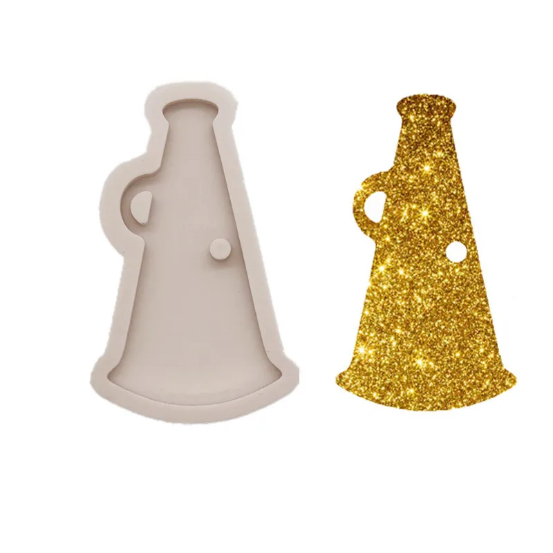 1pcs Shiny Keychains Mold Horn Silicone Mold Cake Decorating Tools Pendant Clay DIY Resin Mould Sugarcraft Chocolate Baking Mold