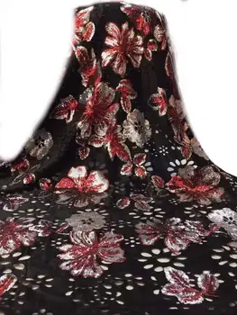 

Beautiful big flower sequin embroidery South Korea velvet bottom sequin embroidery is autumn and winter evening dress skirt fabr