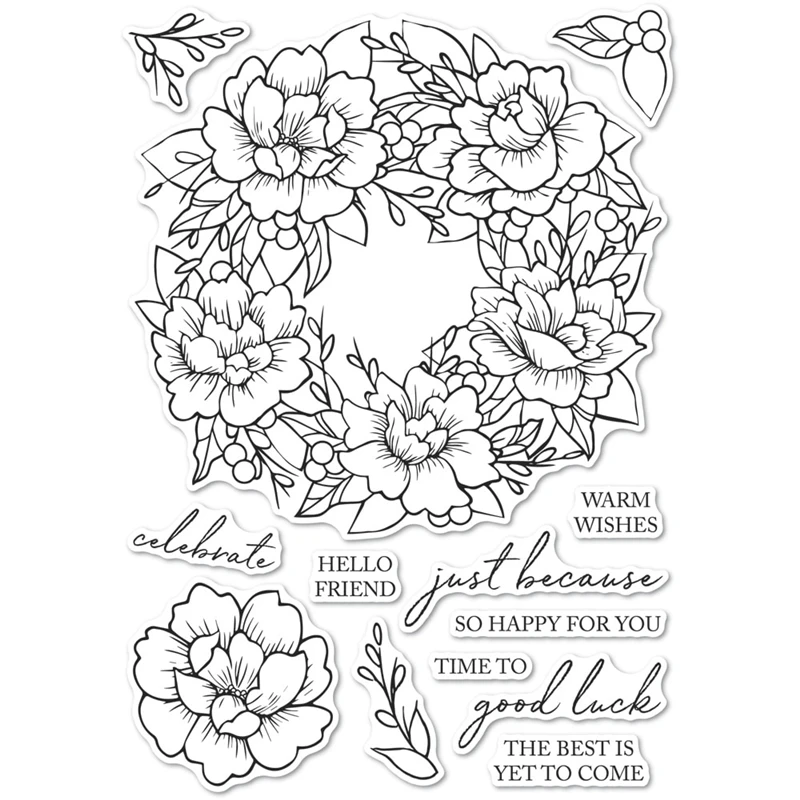 

Transparent Silicone Clear Stamps,Peony Garden Wreath,Seal for DIY Scrapbooking,Photo Album,Decorative Cards Making,Paper Crafts