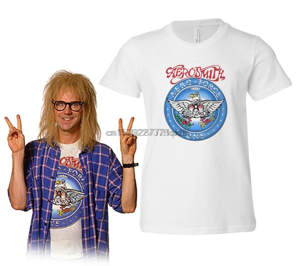 Wayne's World Garth Algar Aerosmith T-shirt Halloween Costume Lady Shirts 
