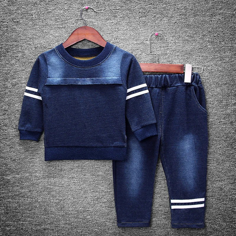 

New Spring Autumn Baby Boys Clothes Jean T-shirt+Pants 2PCS Children's Sport Wear Bebes Suit Kids Clothes Vetement Enfant Fille
