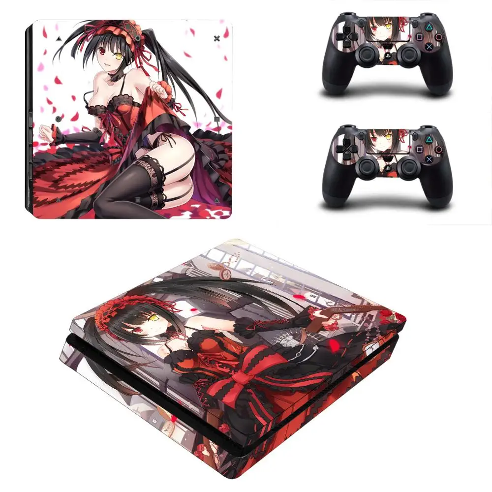 Аниме милая девушка Tokisaki Kurumi PS4 тонкая Наклейка защитная накладка наклейка для PS4 тонкая консоль и наклейки на регулятор винил