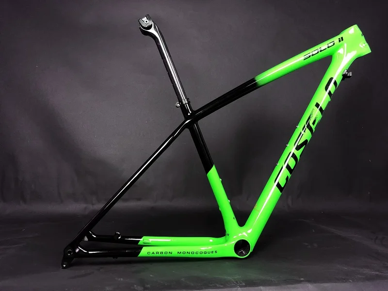GREEN T1000 углеродное волокно Costelo SOLO II горный MTB 29er карбоновая рама для велосипеда Рама Подседельный штырь зажим только 820-920 г только супер светильник - Цвет: GREEN