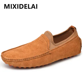 

Men's Fashion Moccasins 2020 New Genuine Leather Loafers Slip-on Soft Casual Flats Shoes Comfortable Breathable Boat Shoes