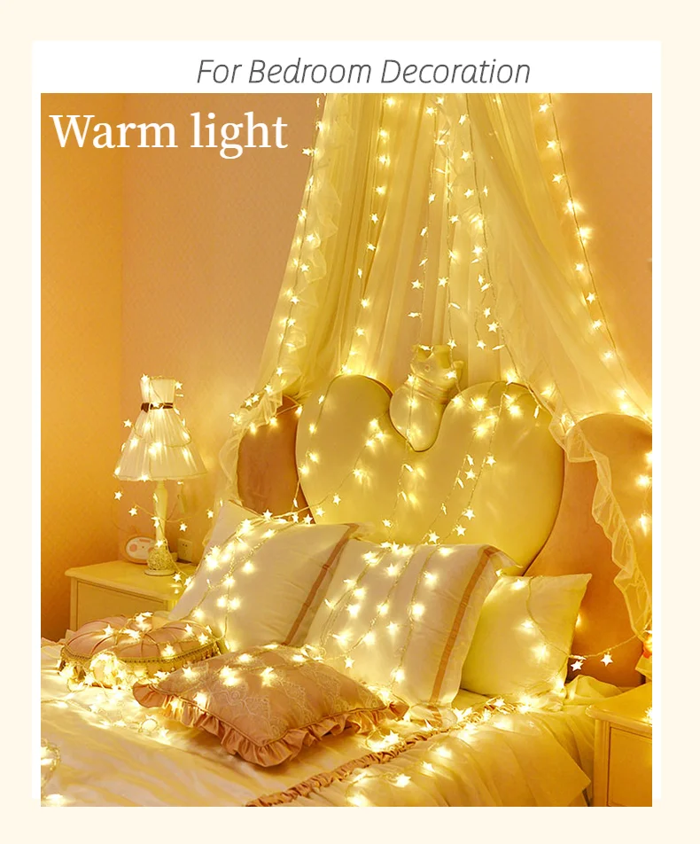 QYJSD светодиодный светильник со звездами, светящаяся гирлянда, рождественское Освещение для дома, настенный фон для спальни,, Новогоднее украшение