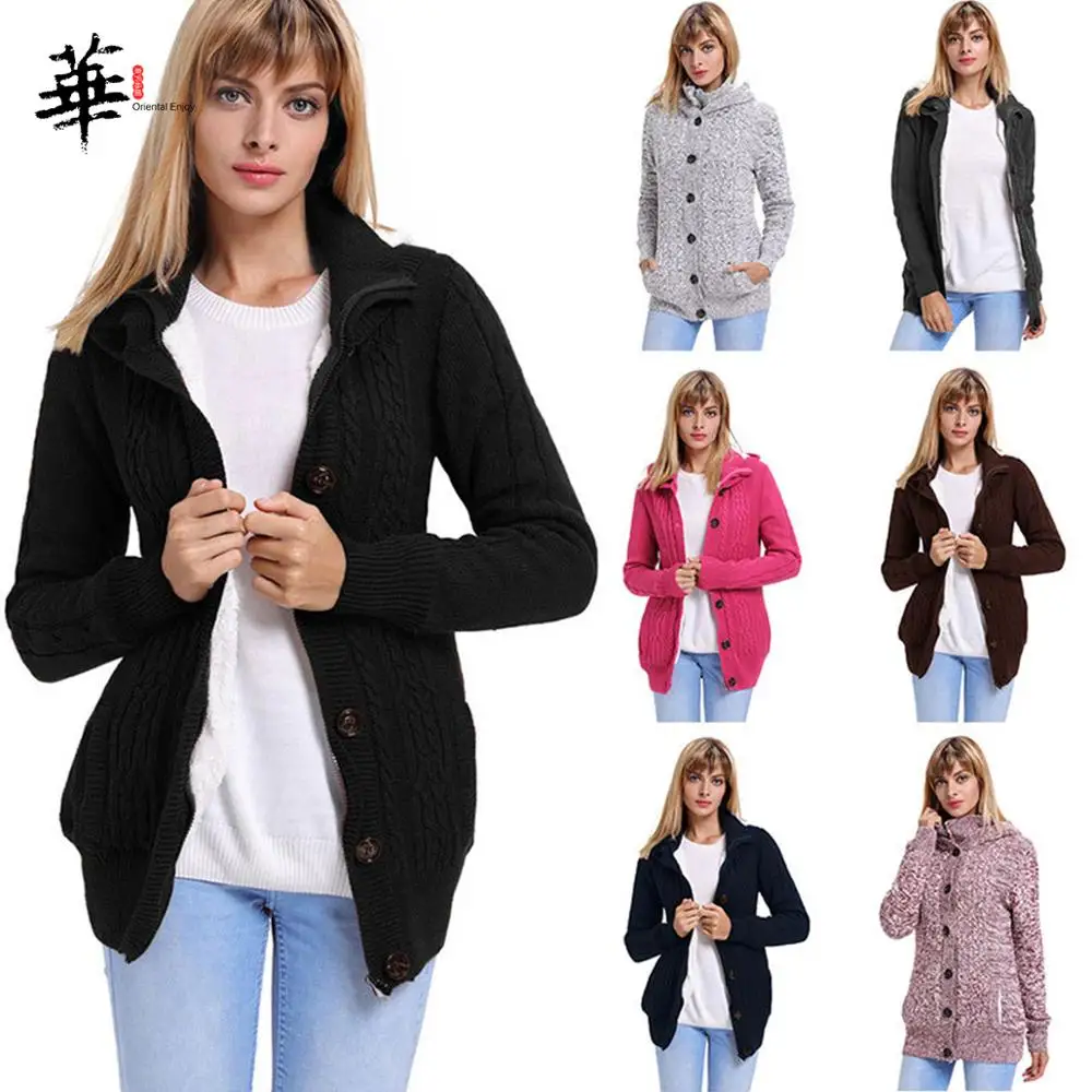 Best Price Winter Cardigan Sweater Women 2019 Long Sleeve Solid Colorful Plus Size Plus Velvet Hooded Single Row Button Loose Sweater Best Price Winter Cardigan Sweater Women 2019 Long Sleeve Solid Colorful Plus Size Plus Velvet Hooded Single Row Button Loose Sweater