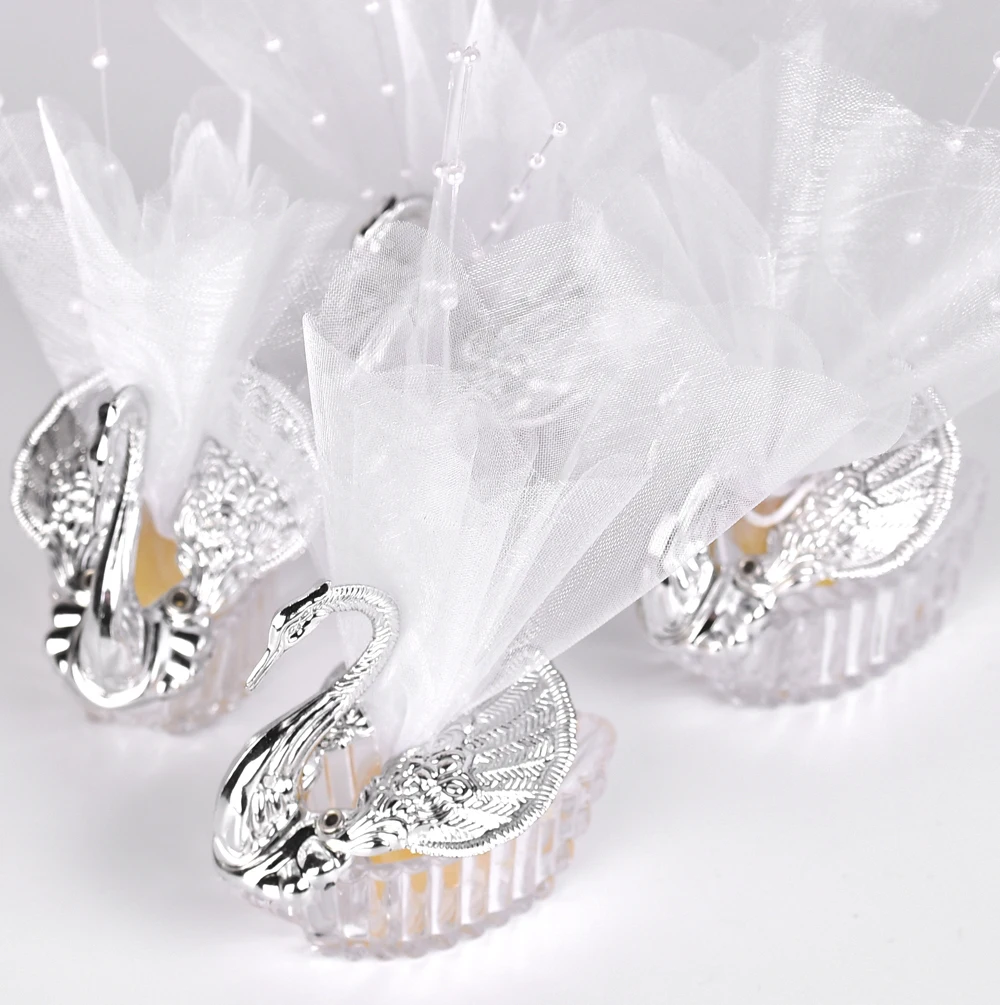 

50Pieces Swan Wedding Favor Boxes/Gift Creative Selfdom Bomboniere Candy Boxes