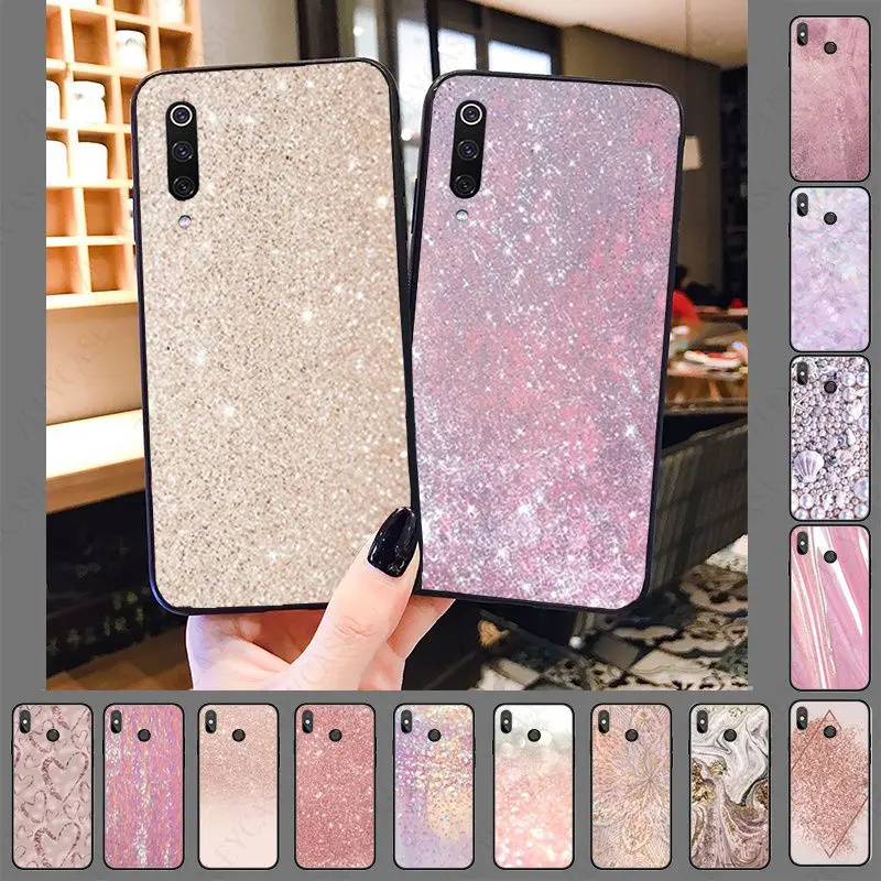 Pink Rose Gold Bling Marble Aesthetic Diamond Pearl Phone Cover for xiaomi mi9T mi8se mi10pro mi6 note10 lite A1 A2 A3 MAX3 Case | Мобильные