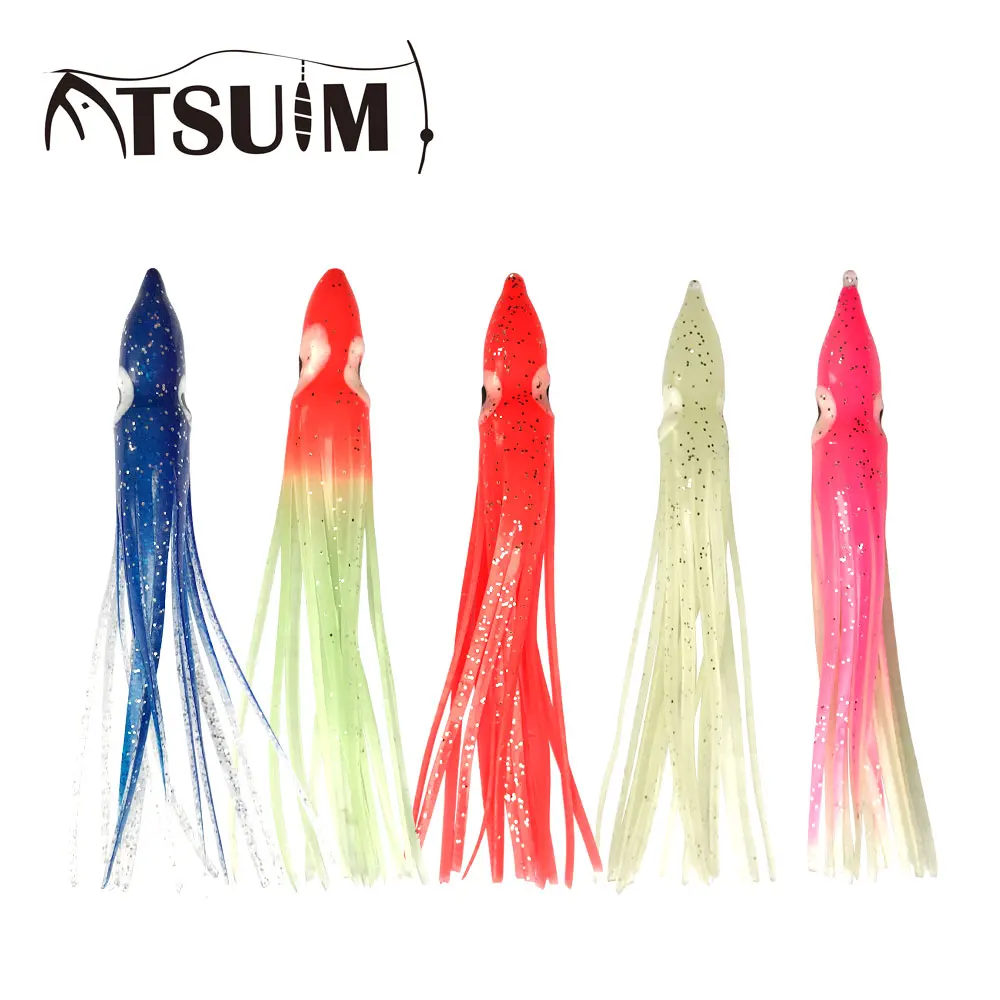

Atsuim 10pcs/20pcs 10cm Octopus Soft Lure Rubber Luminous Squid Hooks Skirts Fishing Lures Sailfish Artificial Baits Mix Colors