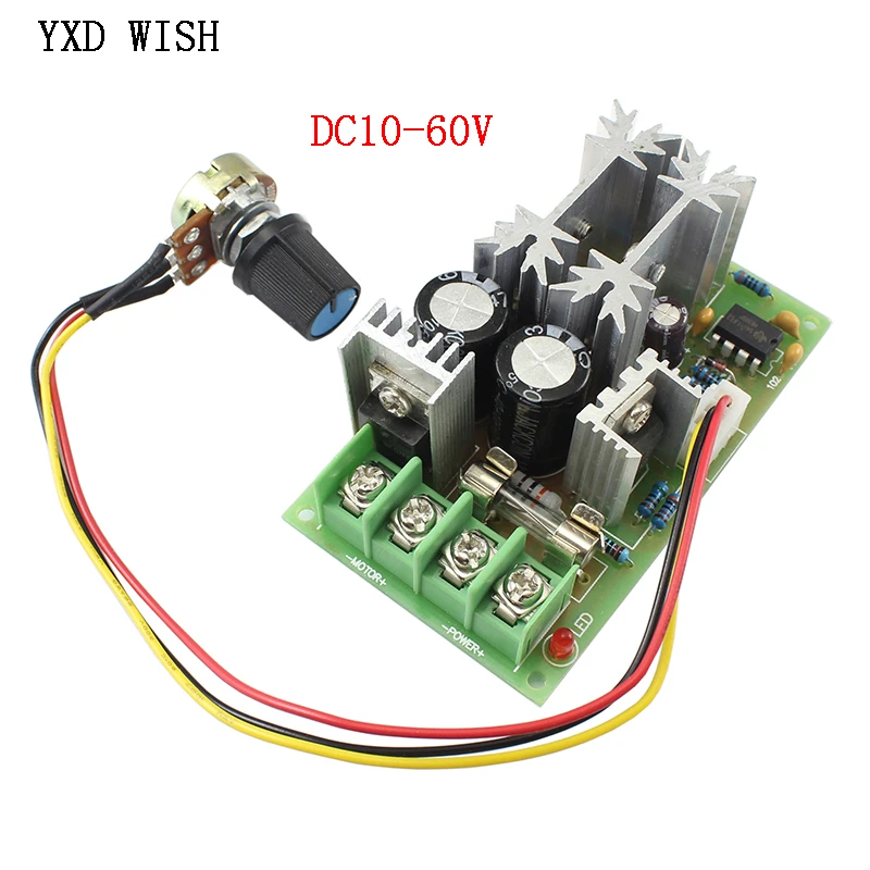 Controlador de velocidad de Motor PWM DC interruptor DC 20A regulador de voltaje de corriente 10 60V PWM Módulo de unidad de alta potencia 12V 12V 24V 36V 48V|Controlador del motor| -