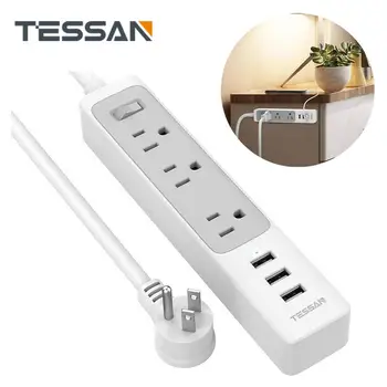 

TESSAN US Mountable Power Strip Extension Sockt with 3 USB Charging Ports 3AC Outlet 5Ft Extension Cord and Swtich