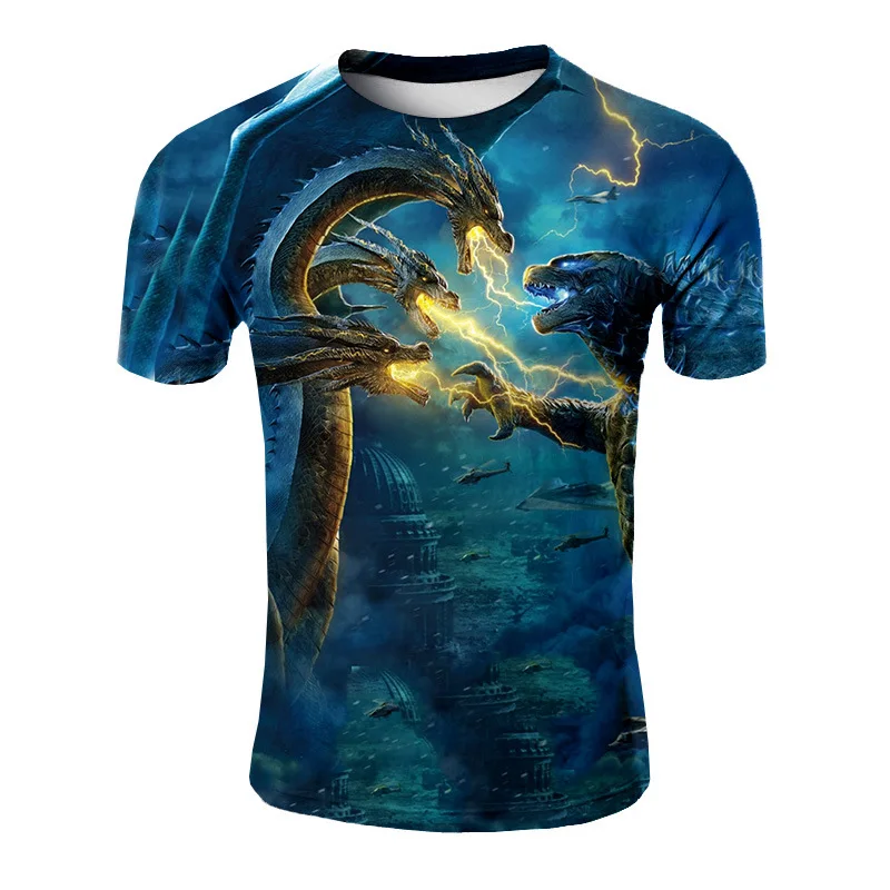 

2019 Summer New Style Movie Godzilla Theme Short-sleeved Top Fashion Casual Versatile Printed 3DT T-shirt