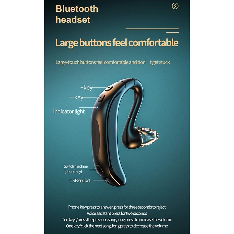 M 800 Business Bluetooth 5 0 Headset Sport Fitness Headset Hanging Ear