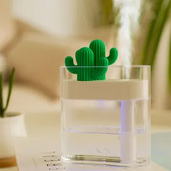 

USB New Idea 160ML Ultrasonic Humidifier Cactus Color Light Essential Oil Diffuser USB Aroma Purifier Anion Steam Diffuser
