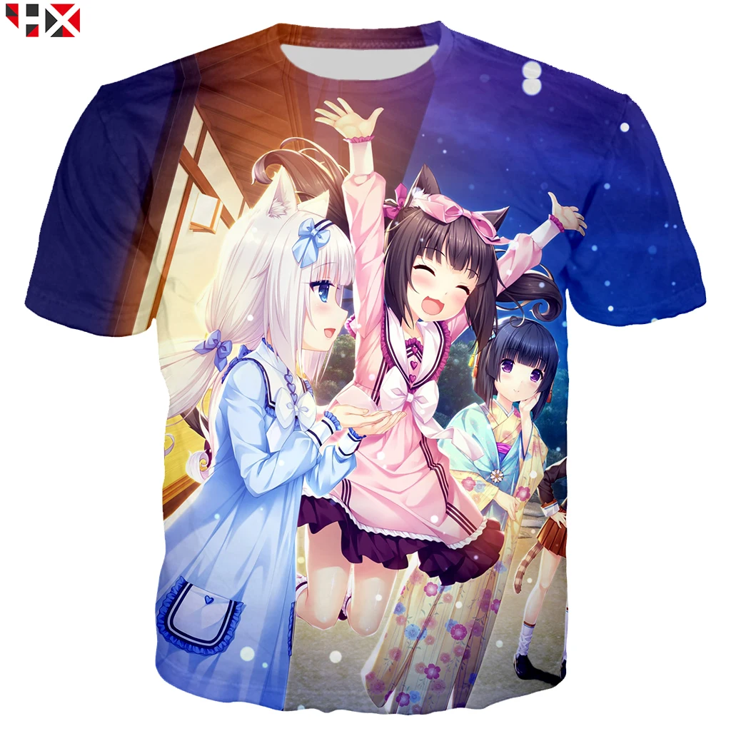 

Summer 3D Print Women Men T Shirt Summer Anime Nekopara Chocolate Vanilla Cute Girls T Shirt Hip Hop Short Sleeve Top A875