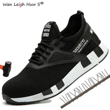 Wan Leigh Huw S/брендовые ботинки со стальным носком для мужчин и женщин, для работы и безопасности летняя легкая ударостойкая мужская обувь, большие размеры 36-47