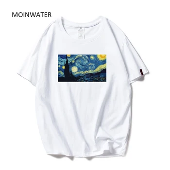 

MOINWATER Picasso Painting Print Women Casual T shirts Fashion Lady 100% Cotton White Tees Short Sleeve Black Tshirt MT20009