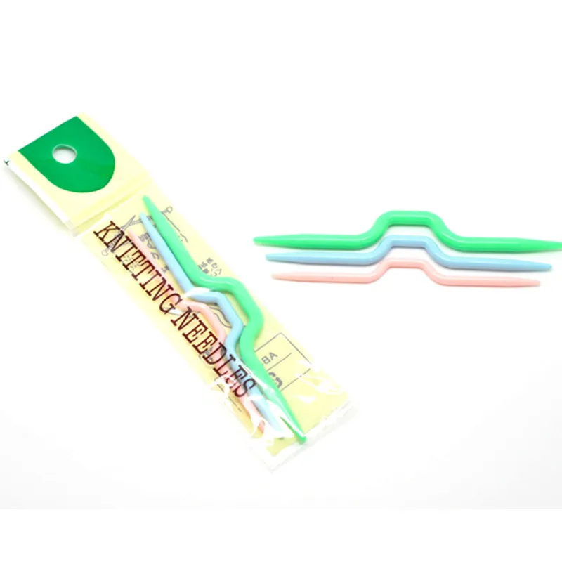 Stitch Needles Plastic Knitting Needles for Manual Scarf Sweater U-shaped Twist Weaving Sewing Accessory 2 Sets(3pcs/set, S/M/L)