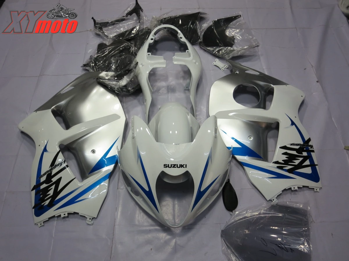 

Motorcycle Fairing Kit For Suzuki GSXR1300 97-07 Injection ABS Fairings GSXR 1300 hayabusa 1997-2007 Silver and White Bodyworks
