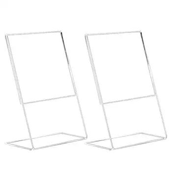 

2Pcs Transparent Acrylic Display Stand Sign Holder Versatile Card Showing Shelf Desktop Menu Storage Rack Desktop Support Shelf