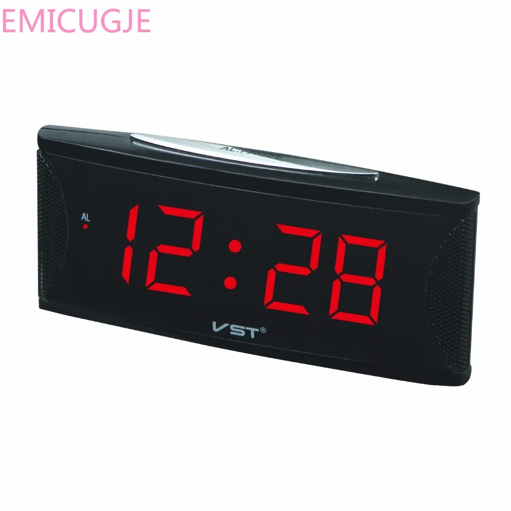 VST современный декор цифровой светодиодный Будильник с европейской вилкой большие цифры электронные настольные часы для прикроватного столика светящийся будильник часы светодиодные часы