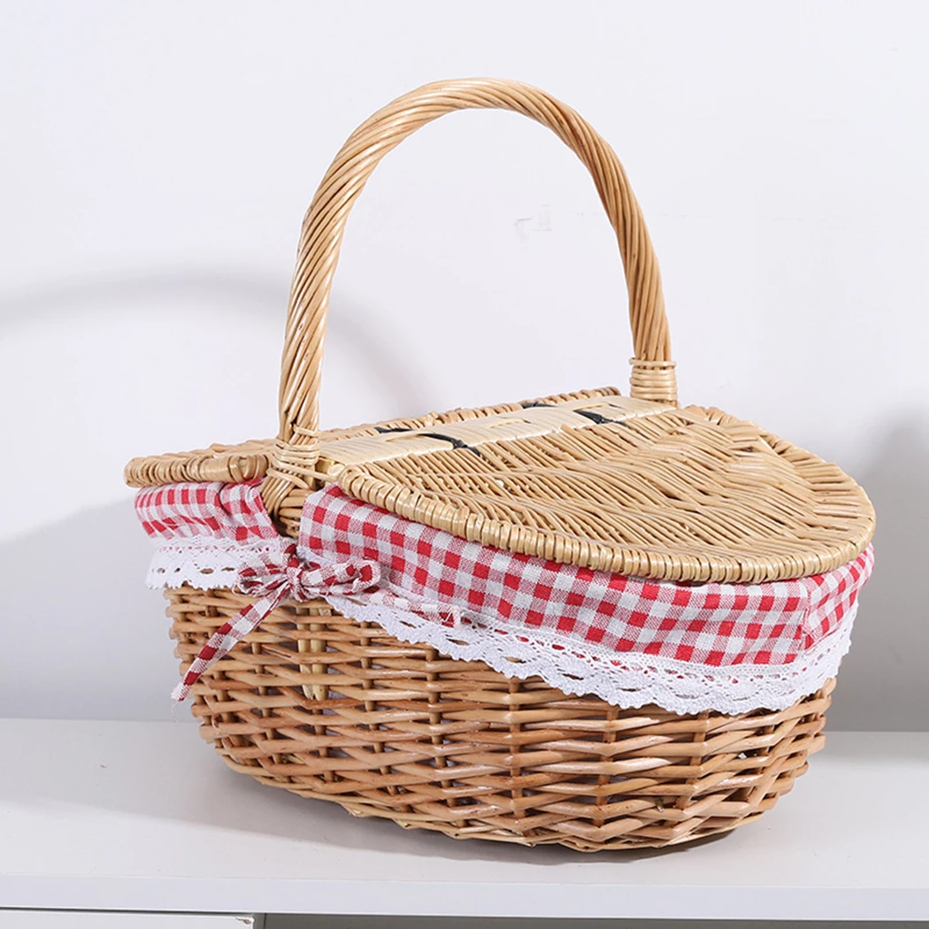 

1 шт., корзина для пикника из ротанга с ручкой