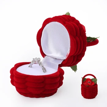 

Lovely Red Velet Rose Basket Wedding Diamond Rings Jewelry Display Box For Women Earrings Necklace Jewellery Holder 21 Styles