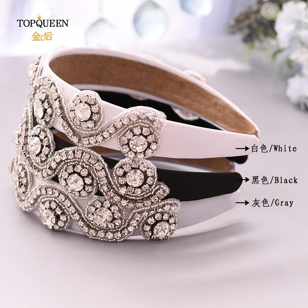 TOPQUEEN S10-FG, свадебные стразы, аксессуары для волос, свадебная тиара, головные уборы, серебряные стразы, повязка на голову, свадебные украшения для волос