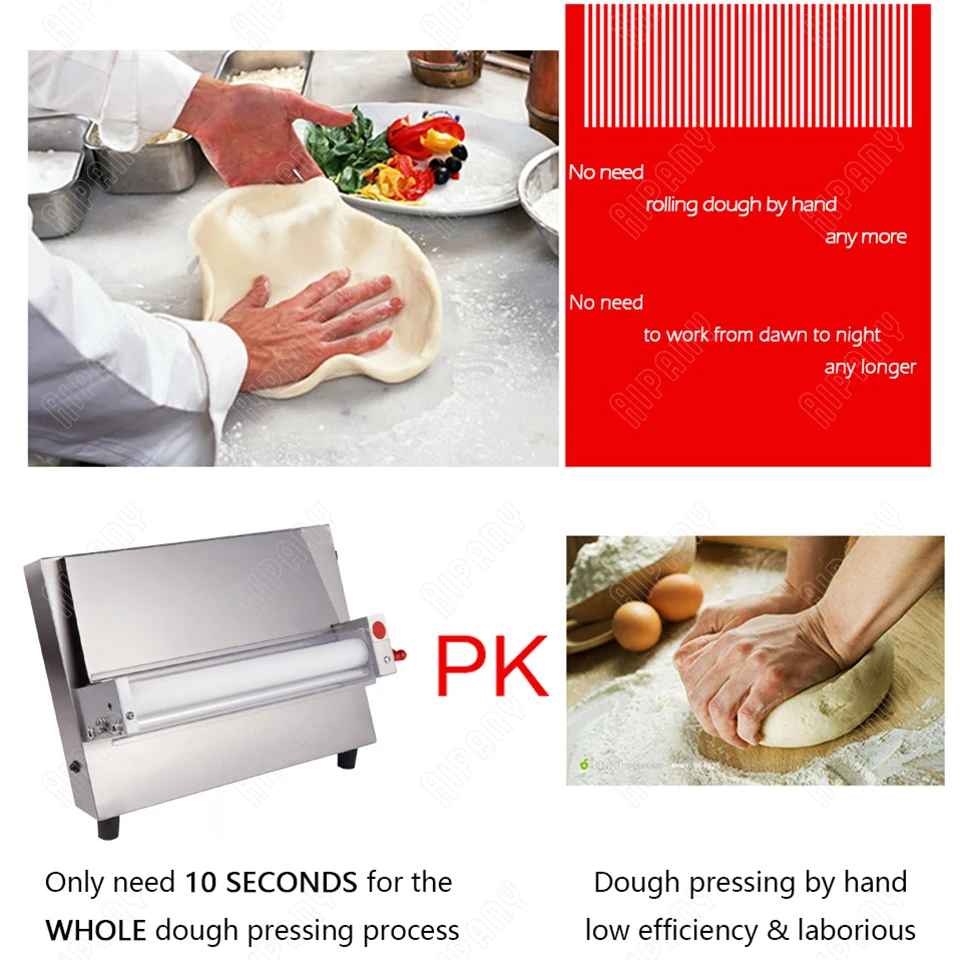 DR3S  pizza dough roller stainless steel electric pizza crust maker single roller dough sheeter presser pressing machine