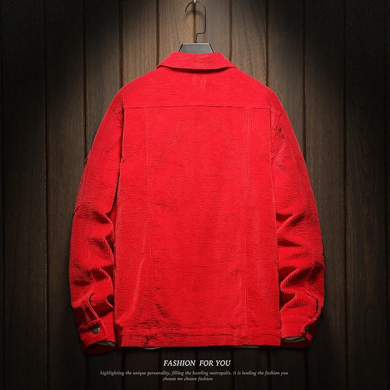 

2020 Autumn New Style Corduroy Jacket Korean-style Fashion Loose Casual Fold-down Collar Tooling Jacket Men's