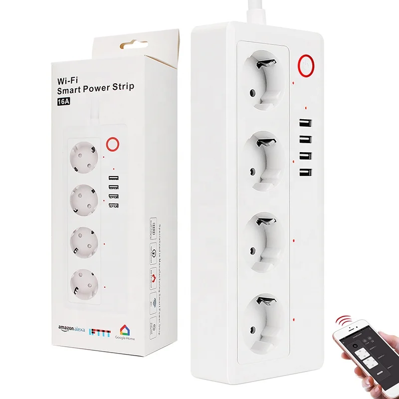 Wifi Smart power Strip Защита от перенапряжения 4 розетки ЕС розетки с USB Домашний комплект адаптер работает с Amazon Alexa Google Home