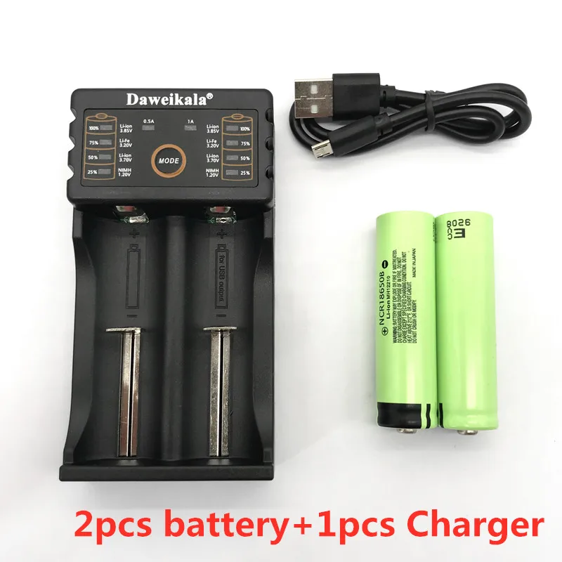 Оригинальная 18650 Батарея 3,7 V 3400mah ncr18650b перезаряжаемая литиевая батарея фонарик батарея с выпуклой головкой+ зарядное устройство - Цвет: Цвет: желтый