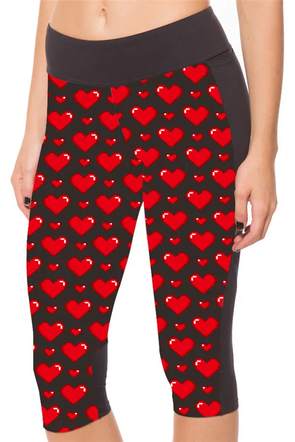 Summer hot digital printing love hip high waist 7 points s pants leggings |