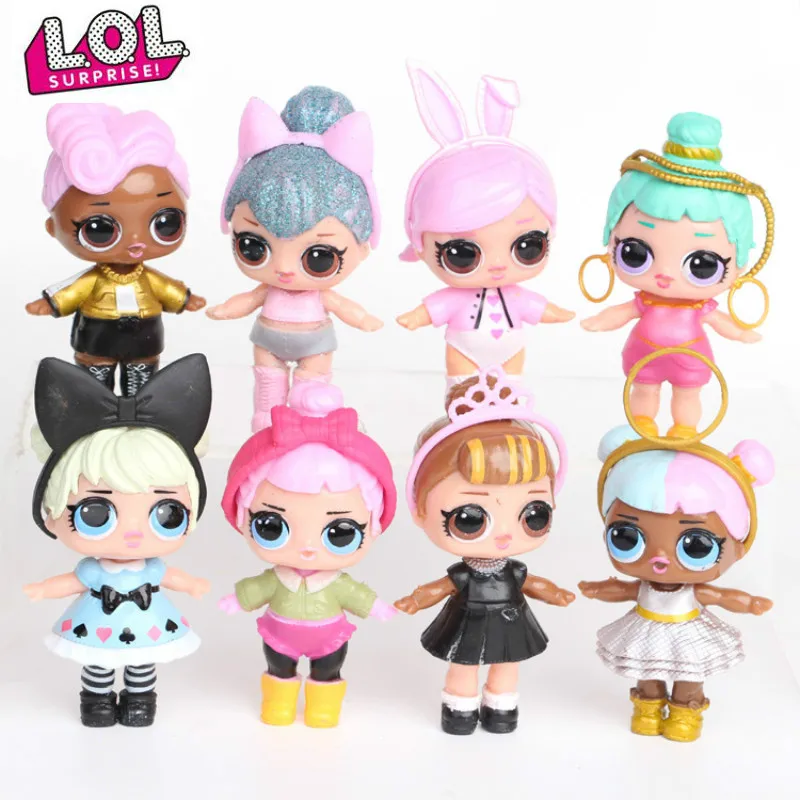 L.O.L. Surprise! 8 Pcs Original Lol Surprise Doll Ornaments Toy Playing House Toy Anime Figure for Kids Toys Gift for Girls