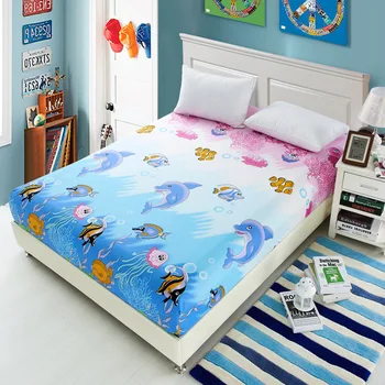 

New Printing Bed Mattress Cover Waterproof Mattress Protector Pad Fitted Sheet Separated Water Bed Linens with Elastic