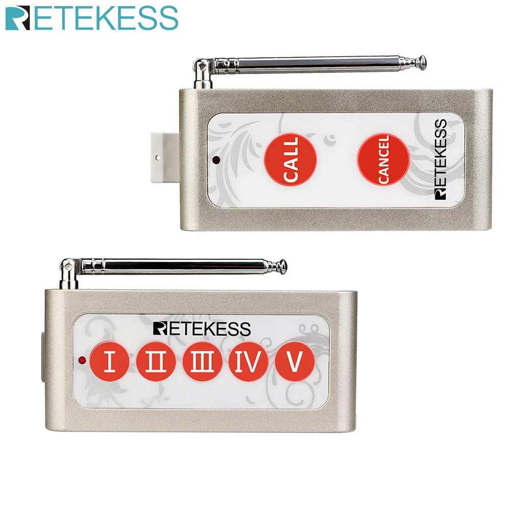 Retekess TD004/TD005 две/пять кнопки беспроводной Вызов пейджер кнопка вызова передатчик для вызова системы ресторанное оборудование