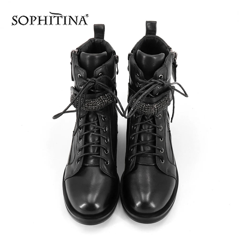 SOPHITINA/новые женские ботинки удобная обувь ручной работы из натуральной кожи со шнуровкой и молнией женские ботильоны; PC400