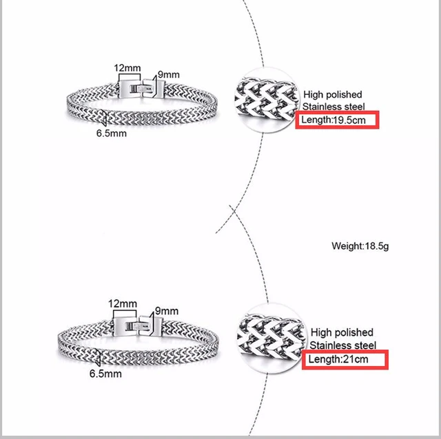 Double Link Chain Bracelets for Men Black Gold Silver Color