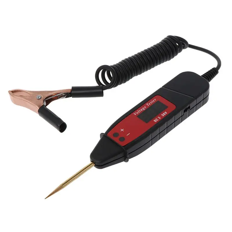 

1.65m Spring Line Car Digital LCD Electric Voltage Test Pen Probe Detector Tester With LED Light for Auto Car Testing Tool 203D