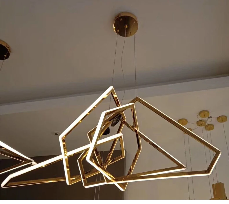 Современные Необычные золотые подвесные светильники для гостиной столовой светодиодные Алюминиевые Стальные акриловые подвесные светильники принадлежности