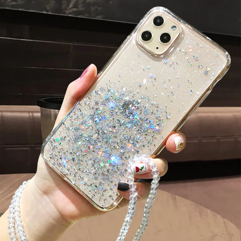 

Phone Case For iPhone 6 6s 7 8 Plus 11 Pro X XR XS Max Colorful Sequins Glitter Sparkling Solid Soft TPU Case Cute Protective
