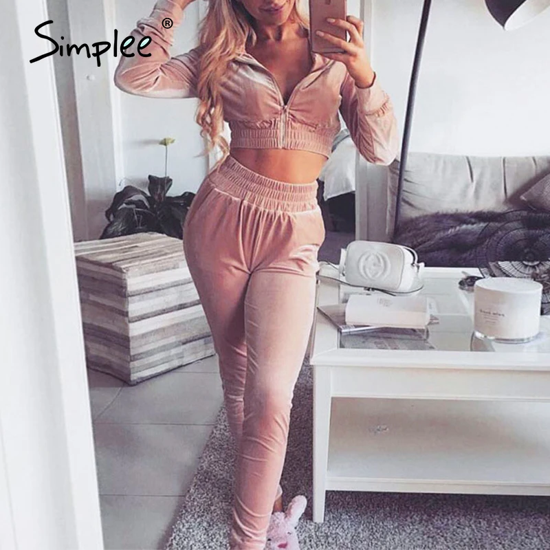 Simplee из двух предметов Уличная обувь бархата женские набор с длинным рукавом на