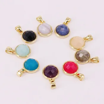 

10MM high quality faceted gemstone round pendant for neckalce in blue lace agate;rose quartz;sodalite;labradorite; amethyst