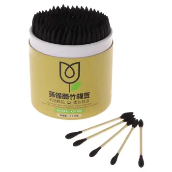 

200Pcs Bamboo Cotton Buds Swab Wood Sticks Disposable Double-Headed Makeup Tools 50JF