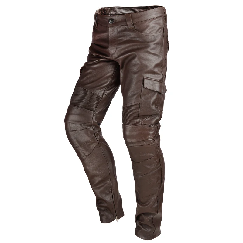Men Motorcycle Genuine Leather Pants