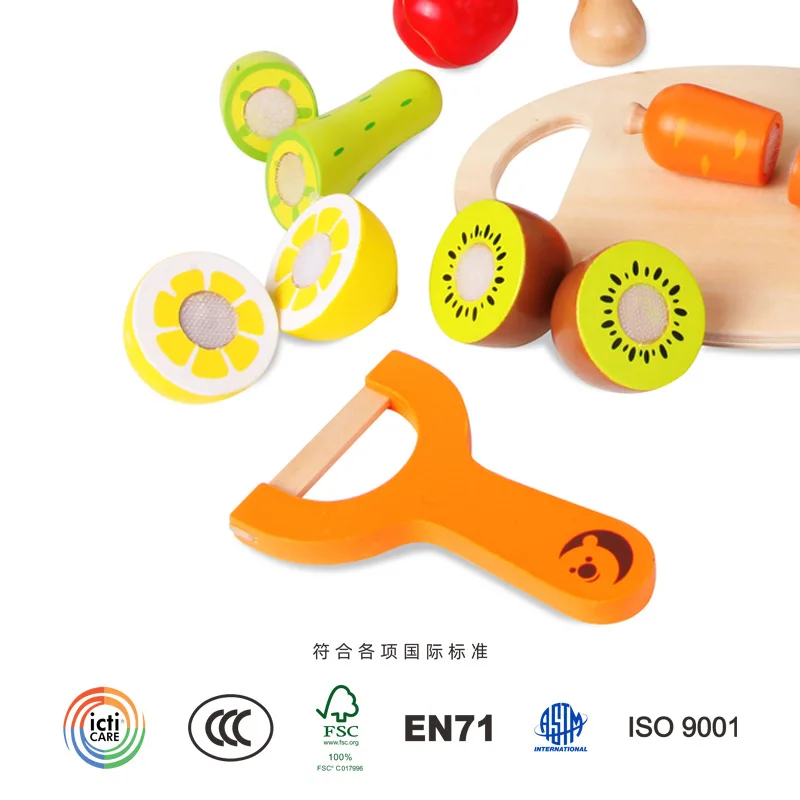 

Children Vegetable Cutter Combination Educational Toy Wooden Cutting Fruit Baby, Cross Unisex Slicer