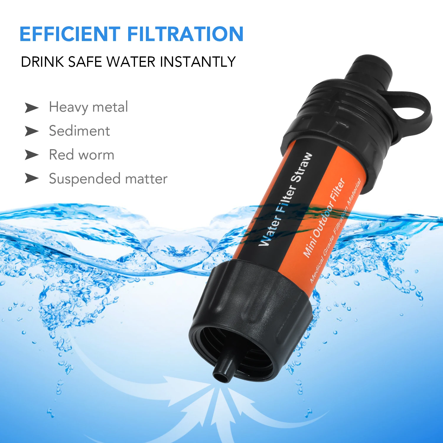 Outdoor Water Filtration Survival Water Filter Straw Filtration System Drinking Purifier For Emergency Hiking Camping